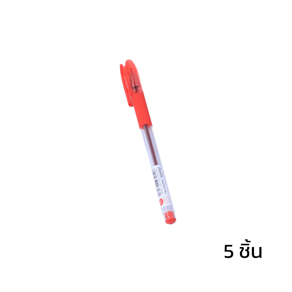 ปากกาลูกลื่น DELI BG6001-RD-05 สีแดง 5แท่ง
